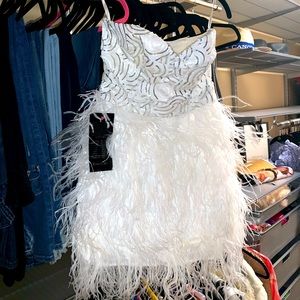 Bebe ISIS Sequin Feather Dress